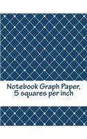 Notebook Graph Paper, 5 Squares Per Inch: Black Engineering Graph Paper; 140 Pages, 0.2 Inch Squares, Size 8,5 X 11 Inch, Slightly Heavier Lines in Intervals of 5 Squares, Paperback