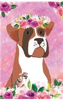 Bullet Journal for Dog Lovers Boxer in Flowers