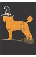 Notebook: Poodle Halloween Witch Vintage Dot Grid Dotted 6x9 120 Pages