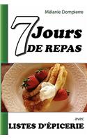 7 jours de repas et listes d'épicerie