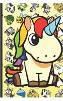 Daily and Weekly Chore Chart Notebook for Kids: Cute Unicorn Cartoon on Cover with Zebras Whales Dogs Frogs Cows Sloths Penguins Raccoons Sheep Goats and Turtles on Yellow Background.