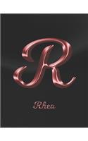 Rhea: 1 Year Weekly Planner with Note Pages (12 Months) - Black Marble Rose Gold Pink Effect Letter R - 2020 - 2021 - Week Planning - Monthly Appointment 