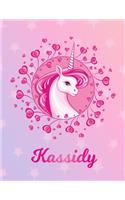 Kassidy: Unicorn Large Blank Primary Handwriting Learn to Write Practice Paper for Girls - Pink Purple Magical Horse Personalized Letter K Initial Custom Fir