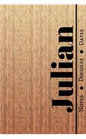 Manly Masculine Notebook with Personalized Monogram Julian: A personalized monogram notebook just for you!