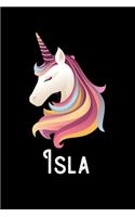 Isla: Personalized Custom Name Unicorn Themed Monthly 2020 Planner (Calendar, To Do List, Monthly Budget, Grocery List, Yearly Financial Goals) Gift for G