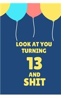 Look at You Turning 13 and Shit: Appreciate Your Friend with This Birthday Blank Lined Notebook