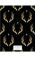 Notebook magic lover: Antler on black cover and Dot Graph Line Sketch pages, Extra large (8.5 x 11) inches, 110 pages, White paper, Sketch, Draw and Paint(1 Antler on Black Notebook)
