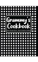 Grammy's Cookbook Blank Recipe Book Black Gingham Edition
