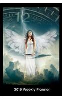 2019 Weekly Planner - Avenging Angel: An Angel with Wings Spread with Sword Prepared for Battle