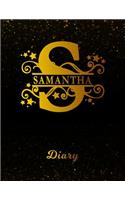 Samantha Diary: Letter S Personalized First Name Personal Writing Journal Black Gold Glittery Space Effect Cover Daily Diaries for Journalists & Writers Note Taking