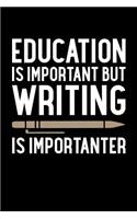 Education is Important But Writing is Importanter: Writing Journal, Writer Notebook, Gift for Block Content Writers, Novel Author Birthday Present, Novelist, Journalist, Typewriter