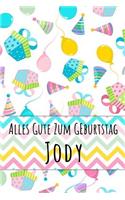 Alles Gute zum Geburtstag Jody: Kariertes Notizbuch mit 5x5 Karomuster für deinen personalisierten Vornamen