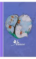 Aimee: Cahier Personnalisé - Fox Avec Coeur - Couverture Souple - 120 Pages - Vide - Notebook - Journal Intime - Scrapbook - Idée Cadeau