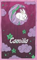 Camilla: personalized notebook sleeping bunny on the moon with stars softcover 120 pages blank useful as notebook, dream diary, scrapbook, journal or gift id