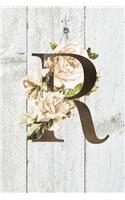 R: Monogram Initial R Farmhouse Journal For Women And Girls, Farmhouse Floral Decor, 6 x 9 Journal Notebook Diary For Writing Monogrammed Notebook
