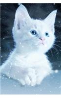 Darling Little White Kitten with Blue Eyes Illustration Art Journal: 150 Page Lined Notebook/Diary
