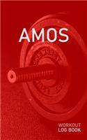 Amos: Blank Daily Health Fitness Workout Log Book - Track Exercise Type, Sets, Reps, Weight, Cardio, Calories, Distance & Time - Record Stretches Warmup C