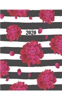 2020: Custom Design Pink Floral 2020 Planner Dated Journal Notebook Organizer Gift - Daily Weekly Monthly Annual Activities Calendars Notes To Do Lists - 