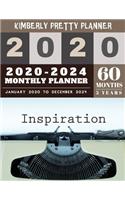5 year monthly planner 2020-2024: 2020-2024 Monthly Planner Calendar - 5 Year Planner for 60 Months with internet record page - inspiration design(68 5 Year Monthly Planner 2020-2024)