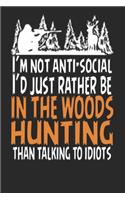 I'd Just Rather Be In The Woods Hunting: Deer hunting journal, Deer hunting gifts for men funny: Deer Hunters Track Record of Species, Location, Gear - Shooting Seasons Dates