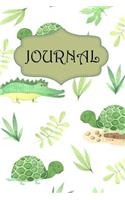 Turtle and Crocodile Journal: For Animal Lovers and Writers: Blank Lined Paper Notebook (6x9 Inch - 70 Sheets/140 Pages) with Trutle and Crocodile Image on the Background