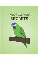 I Know All Your Secrets: Parrot Themed Notebook Pad