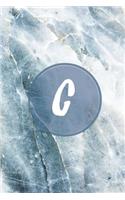 C: Monogram Initial Notebook for Women, Girls, Men, Boys and School Blue Marbler 6 x 9