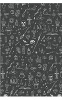 Wizard and Witch Pattern Cute Horror Decoration 01: Blank Lined Notebook for Halloween and Magic Lovers