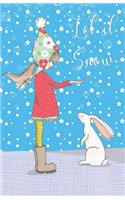 Bullet Journal Girl and Rabbit in Snow Scene: Graph Design - 162 Numbered Pages with 150 Graph Style Grid Pages, 6 Index Pages and 2 Key Pages in Easy to Carry 5.5 X 8.5 Size