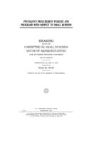 Pentagon's procurement policies and programs with respect to small business