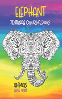 Zentangle Colouring Books - Animals - Large Print - Elephant