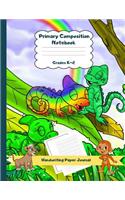 Primary Composition Notebook Grades K-2 Handwriting Paper Journal: Rainbow Theme Dashed Mid Line School Exercise Book Plus Sketch Pages for Boys and Girls(53 Efrat Haddi Handwriting Practice Paper)
