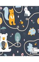 Notebook by c cher: Cute animals forest cover and Dot Graph Line Sketch pages, Extra large (8.5 x 11) inches, 110 pages, White paper, Sketch, Notebook journal(1 Cute Animals Forest Notebook)