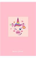 Unicorn Journal: Lined Journal - Piggycorn Pig Unicorn Pink Cute Girly Farm Animal Gift - Pink Ruled Diary, Prayer, Gratitude, Writing, Travel, Notebook For Men Wome