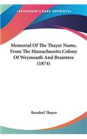 Memorial Of The Thayer Name, From The Massachusetts Colony Of Weymouth And Braintree (1874)