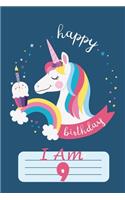 Unicorn Journal I am 9, happy birthday