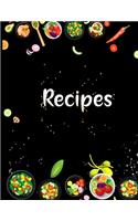 Recipe notebook: Favorite Recipes and Meals Floral Vintage Flowers, color ful with lots of ingredients list, stylist book cover, (8.5" x 11")with 100 beautiful pages