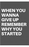 When You Wanna Give Up Remember Why You Started