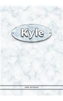 Kyle - Lined Notebook: College Ruled Blank Pages Plus Extra Date Neutral Calendar (12 Months) and Notepad Sketch Designs. Cover Print White Marble Background with Silver-I