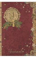 J Journal: Vintage Christmas Initial J Monogram Notebook: Journal Style Blank Lined Cream Paper Decorated Interior