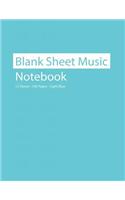 Blank Sheet Music Notebook 12 Staves 100 Pages Light Blue