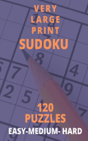 Very Large Print Sudoku 120 Puzzles Easy-Medium- Hard.