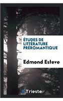 Études de Littérature Préromantique