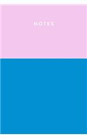 Notes: Cute Lined Journal for Writing, Lists, Reflections, Travel and More with Fun Blue and Pink Color Block Cover Design