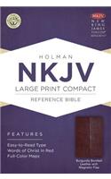 NKJV Large Print Compact Reference Bible, Burgundy Bonded Leather with Magnetic Flap