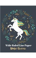 Wide Ruled Line Paper Magic Unicorn
