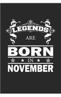 Legends Are Born In November: Notebook, Journal - Birthday Gift for Legends - checkered - 6x9 Inches - 120 pages