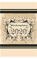 Wochenplaner 2020: Kalender: Organizer: Terminplaner: A5: 1 Woche 2 Seiten Heft: Retro Kunst Design Cover Blüten Blätter: punktiert dotgrid: Fokus Achtsamkeit