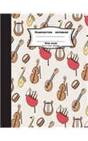 Composition notebook wide ruled 8.5 x 11 inch 200 page, Music softcover