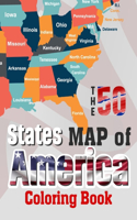 The 50 States Map Of America Coloring Book